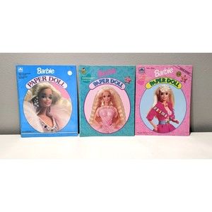 UNCUT Golden Book Barbie Paper Doll Lot of 3 (READ one flaw)